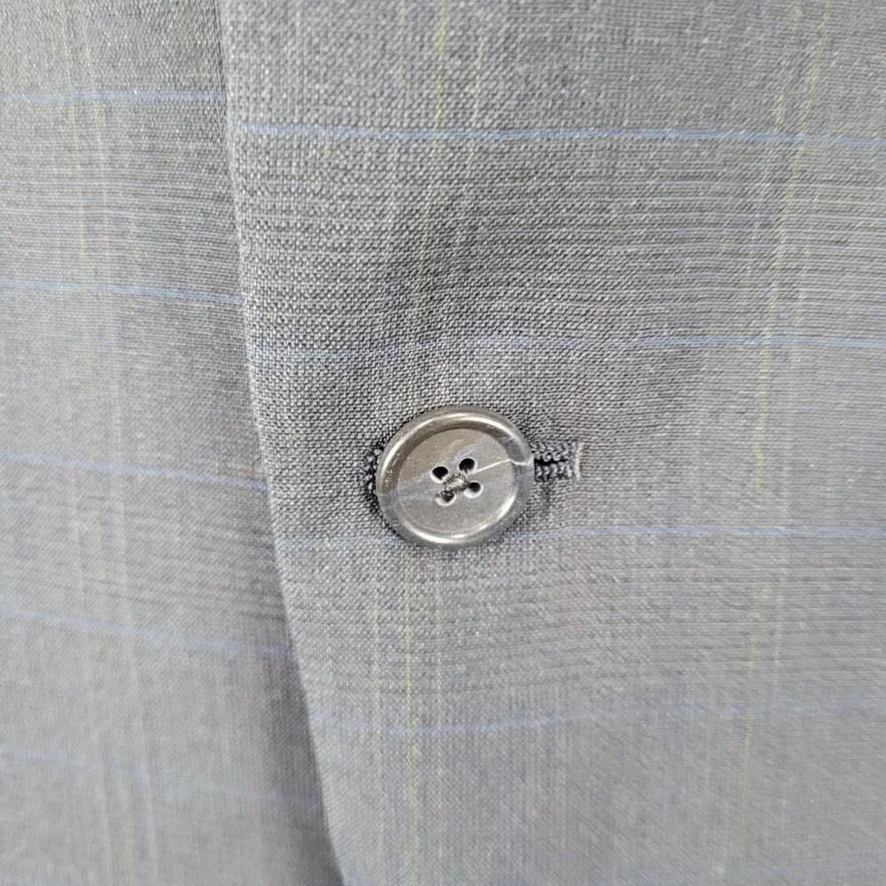 Hart Schaffner & Marx Blue Check Full Suit USA Made Jacket Size 42R Pants 34x31